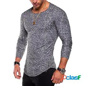 Mens T shirt Tee Solid Color Crew Neck Casual Daily Long