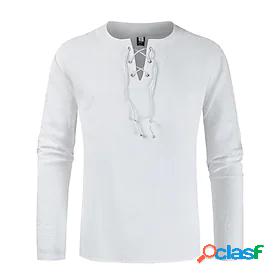 Men's T shirt Tee Solid Color Crew Neck Casual Daily Long
