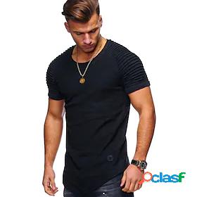 Mens T shirt Tee Solid Color Round Neck Outdoor clothing