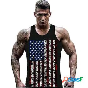 Mens Tank Top Shirt Graphic National Flag Round Neck Daily