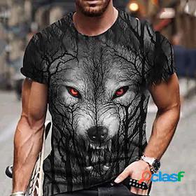 Mens Tee T shirt Tee Shirt Graphic Prints Wolf Rose 3D Print