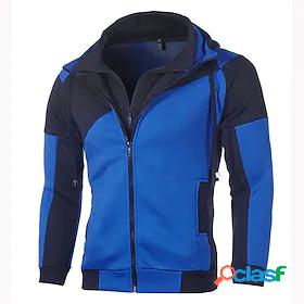 Mens Unisex Color Block Zip Up Hoodie Sweatshirt Work Basic
