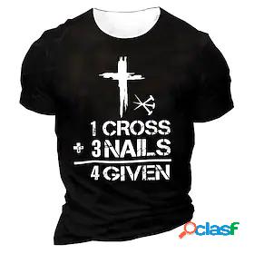 Mens Unisex T shirt Tee Graphic Prints Cross Letter 3D Print
