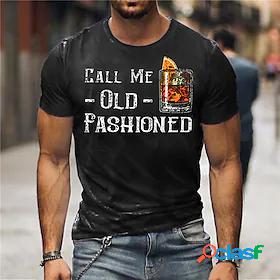 Mens Unisex T shirt Tee Graphic Prints Drink Letter 3D Print