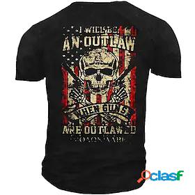 Mens Unisex T shirt Tee Graphic Prints Skull National Flag