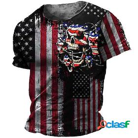 Mens Unisex T shirt Tee Graphic Prints Skull National Flag