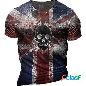 Mens Unisex T shirt Tee Graphic Prints Skull National Flag