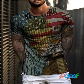 Mens Unisex T shirt Tee Graphic Prints Statue National Flag