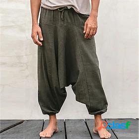 Mens Yoga Pants High Waist Pants Bloomers Bottoms Wide Leg