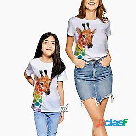 Mommy and Me T shirt Tee Animal Print White Short Sleeve