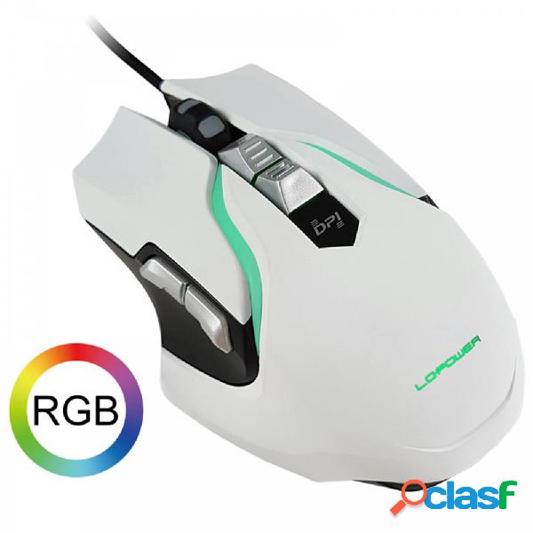 Mouse USB Gaming LC-Power M715W 7 Pulsanti Bianco LED 1,5