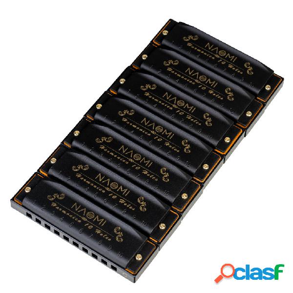 NAOMI 7PCS / Set 10 fori C Key Piedmont Blues Harmonica con