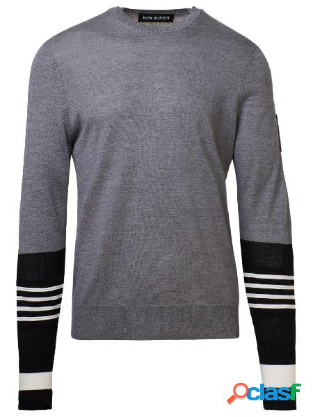 NEIL BARRETT MAGLIONE UOMO PBMA1113BP616C1428 LANA GRIGIO