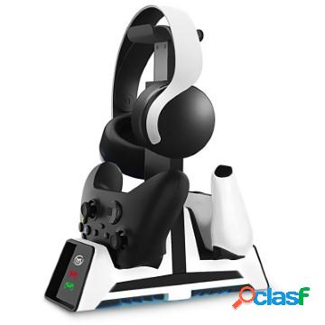 PS5 DualSense Controller Stazione di Ricarica e Cuffie Stand