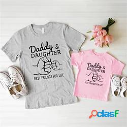 Papà e figlia maglietta Top Pop art Alfabetico Casual