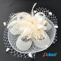 Pelle / A rete fascinators / Fiori / berretto con Con Piume