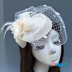 Pelle / A rete fascinators / berretto / Copricapo con Piume