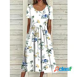 Per donna Abito linea A Vestito longuette Bianco Manica
