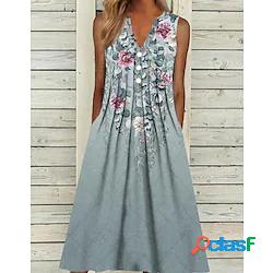 Per donna Abito linea A Vestito longuette Grigio Senza
