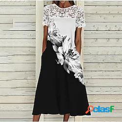 Per donna Abito linea A Vestito longuette Nero Manica corta