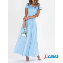 Per donna Abito linea A Vestito maxi Azzurro Manica corta