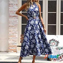 Per donna Abito linea A Vestito maxi Blu Reale Senza maniche