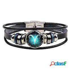Per uomo Bracciali in pelle Bracciale Zodiaco Roccia Hip-hop