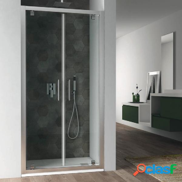 Porta doccia a due battenti da 80 cm in cristallo