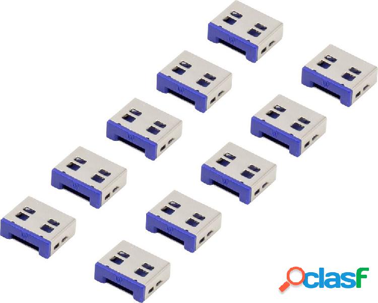 Renkforce Blocco porta USB RF-4695230 Kit da 10 Argento/Blu