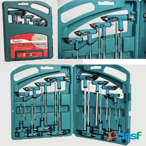 SET 16 PZ CHIAVI KIT CHIAVE A T ESAGONALI E TORX LUNGHE