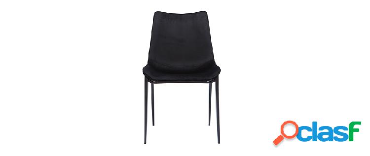 Sedie design in tessuto velluto nero e metallo (set di 2)