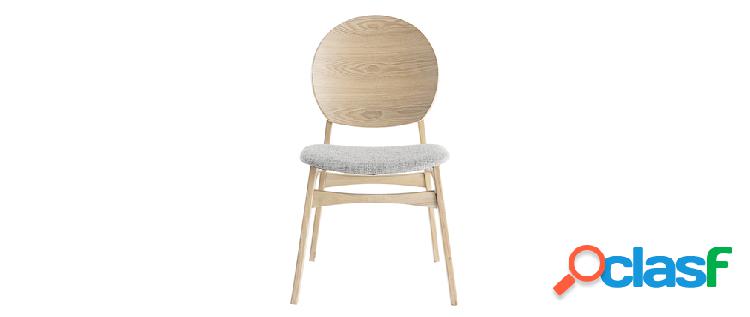Set di 2 sedie scandinave in legno chiaro e tessuto grigio