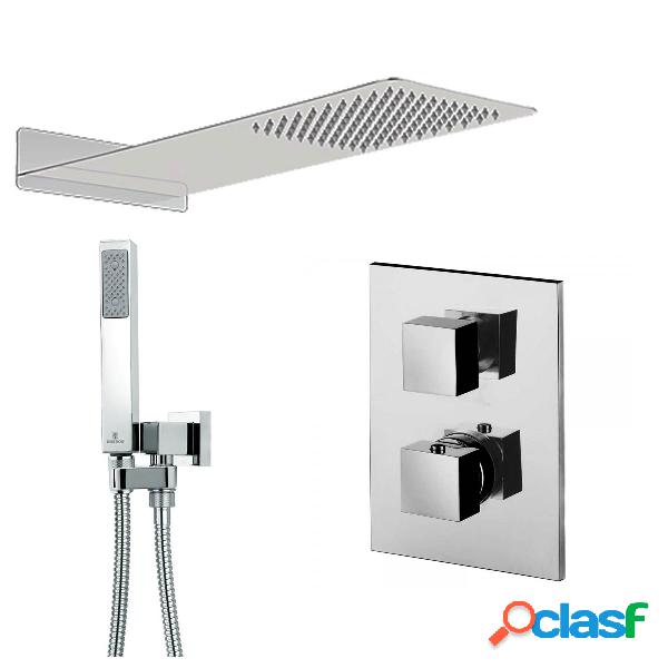 Set doccia Ares con soffione in acciaio ultraslim,