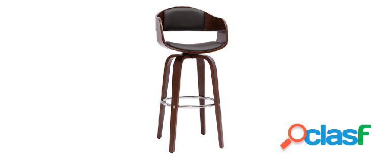 Sgabello da bar design girevole nero e legno scuro H67 GAO