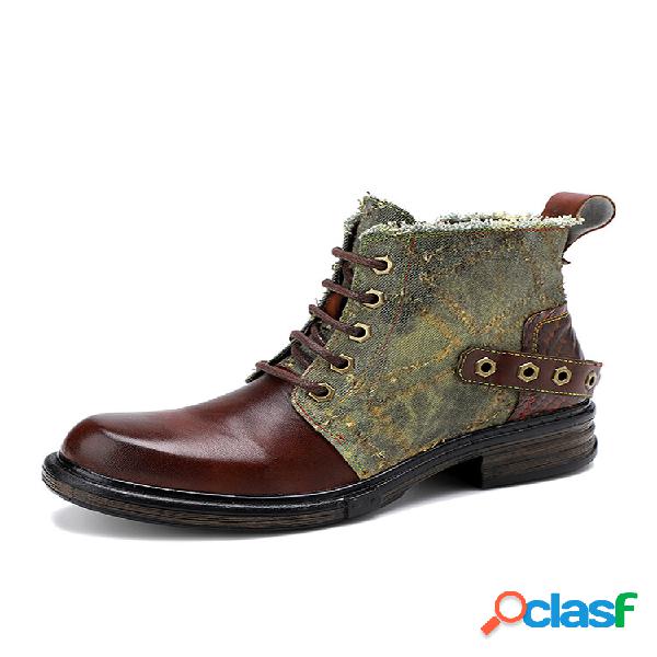 Socofy Vintage Animal Print Patchwork in pelle Cintura