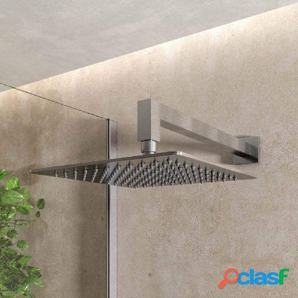Soffione doccia quadrato 25x25 con braccio in acciaio inox