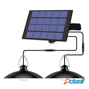 Solar Powered Hanging LED Light with Extension Cord - 2-Head