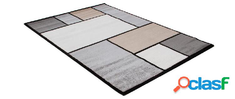 Tappeto con disegno bianco, beige e grigio 160 x 230 cm -