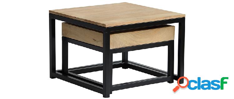 Tavolini da caff quadrati a incastro in legno di mango e