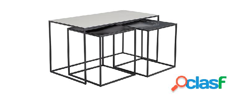 Tavolini da salotto estraibili bianco grigio e nero (set di