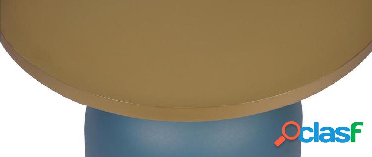 Tavolino da caff design tondo in metallo blu petrolio opaco