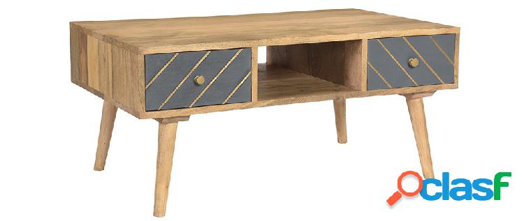 Tavolino da salotto in legno massello di mango e cassetti