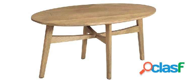 Tavolino da salotto ovale in massello di mango chiaro L100