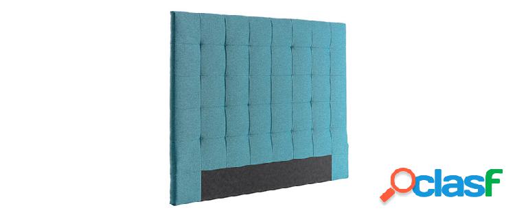 Testiera del letto imbottito in tessuto blu anatra 140 cm