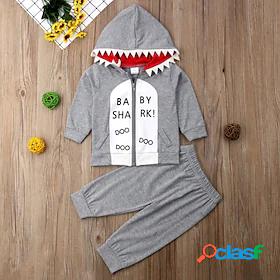 Toddler Boys Jacket Pants Long Sleeve 2 Pieces Gray Print