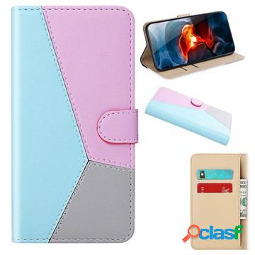 Tricolor Series iPhone 11 Pro Wallet Case - Blue / Pink /