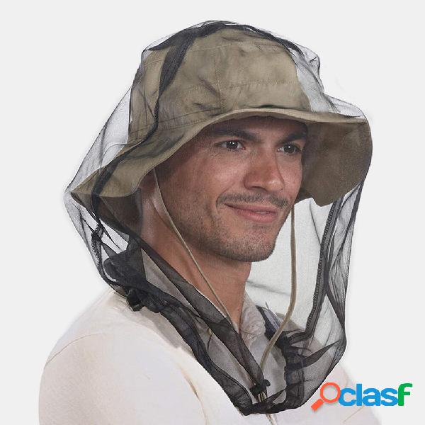 Unisex anti-zanzara copricapo rete garza Maschera outdoor