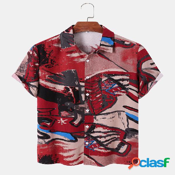 Uomo Graffiti Sketches Print Pocket Soft Tutte le camicie