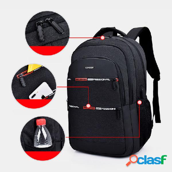 Uomo Nylon Ricarica USB Impermeabile Grande capacità 15,6