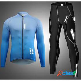 WOSAWE Mens Cycling Jersey with Tights Long Sleeve Road Bike